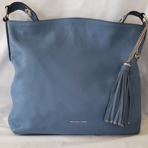 Michael Kors Handbags - Authentic Large Michael Kors Brooklyn Shoulder Bag in Baby Blue